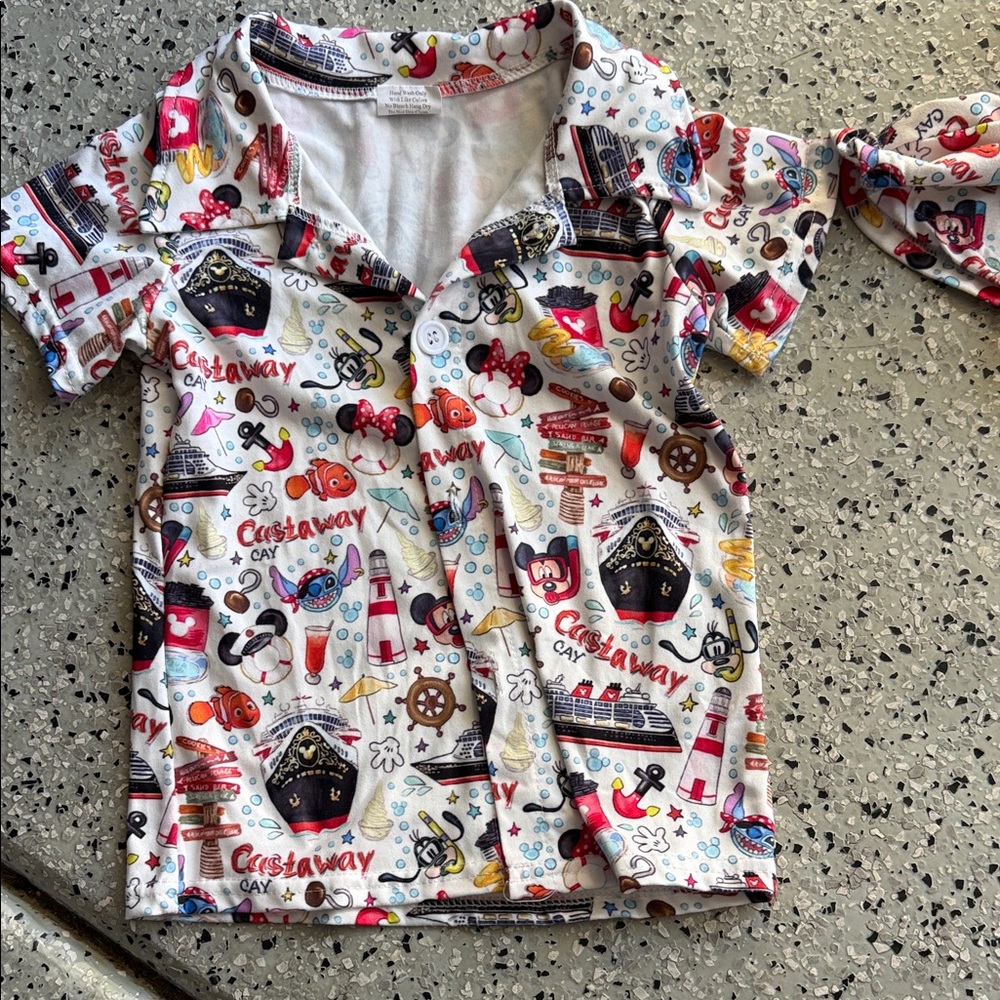 Colorful Disney Graphic Button-Up Shirt